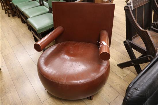 A leather 1950s chair, W.85cm